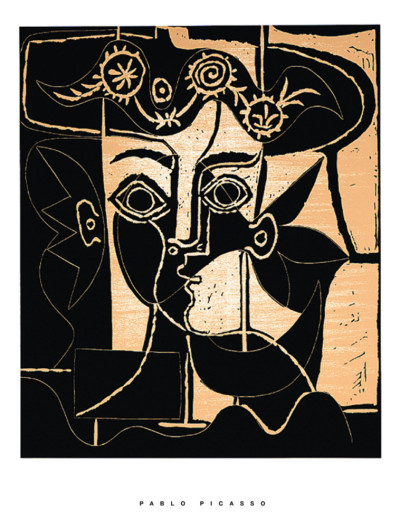 Kvinna med utsmyckad hatt, 1962 av Pablo Picasso